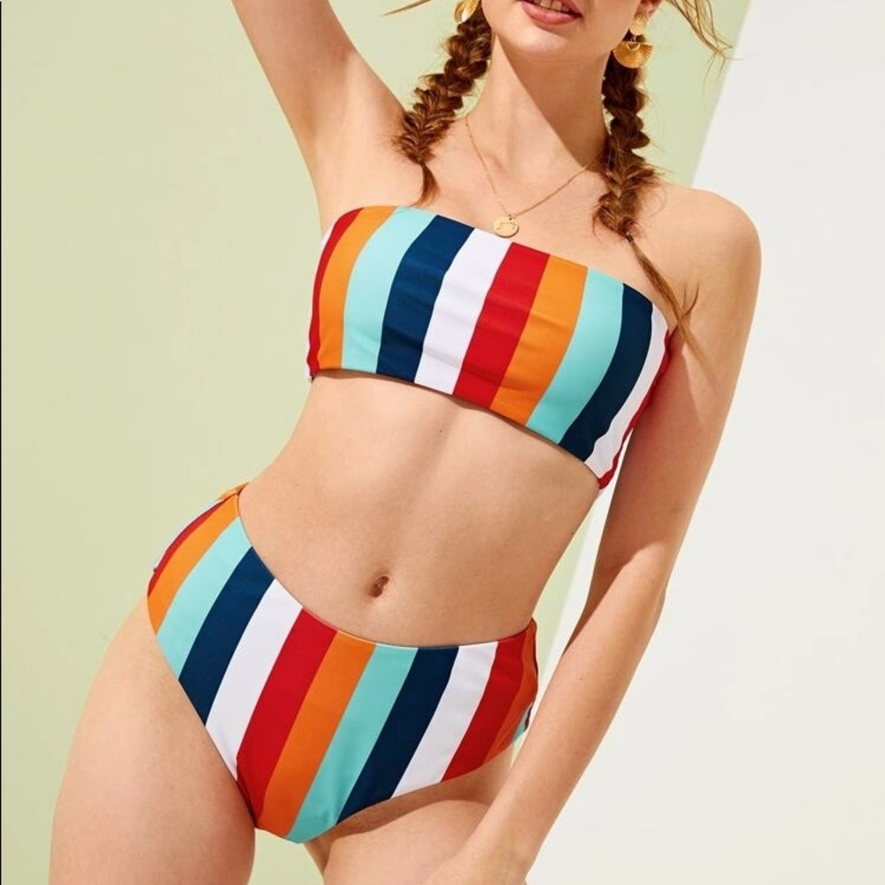 Striped Bandeau Bikini Set